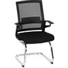 HJH Office 732060 Sedia Cantilever con Braccioli INVENTOR V Poltroncina a Sbalzo con Schienale in Tela Traspirante, Per Sale Attesa E Conferenze, Tessuto Nero