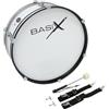 GEWA Junior Marching Bassdrum, Tamburo da marcia 22 x 7, Fusto in legno bianco, incl. Cinghia di trasporto e battente