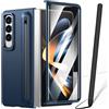BAILI Custodia per Galaxy Z Fold4 con penna stilo, cover per Fold4 con supporto + slot per S Pen, pellicola protettiva frontale per Samsung Galaxy Z Fold4 con supporto pieghevole-Blu