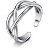 SNORSO - Anello aperto da donna, in argento Sterling S925, con nodo celtico, regolabile.