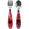 STOR Set 2 Posate Bambini Spider-Man Acciaio Inossidabile Forchetta e Cucchiaio con Manico Decorato Senza BPA per Bambini