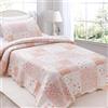 KASENTEX Set copripiumino leggero per letto singolo, motivo floreale rosa, 204 x 172 cm