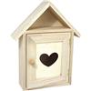 Rayher 62405000 cassetta portachiavi in legno FSC, svuotatasche, finestra cuore, 26 x 5 x 21 cm