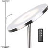 Anten Piantana lampada da terra Klara con luce di lettura | nichel | 30W Piantana dimmerabile con telecomando | 3 Colore di luce | lampade da terra moderne per ufficio salotto