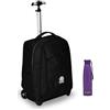 Invicta Trolley Scuola Benin Solid, Nero, 2 in 1, Con Spallacci Uso Zaino, Tasca porta Borraccia e Porta Laptop, Scuola & Viaggio, Ragazzi Borraccia, Viola, Borraccia Ter