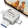 Yueflue 【Nessuna APP】 Yueflue Chiavetta USB 128 GB, Chiavetta USB per lphone per Memorizzare più immagini e Video. 4 in 1 Chiavette per lphone Metallic Cross Shaped, Memoria Esterna per i0S/Android/PC.