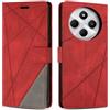 SONWO Cover per Redmi 14C 4G / Xiaomi Poco C75 4G, Flip Custodia in PU Pelle, Cover a Libro Portafoglio con Slot per Schede e Supporto Stand per Redmi 14C 4G / Xiaomi Poco C75 4G, Rosso