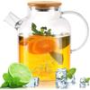 Kasanni Teiera In Vetro 1.8 L Copertura In Legno Con Filtro Resistente Al Freddo e ai Calore, a Prova di Esplosione Teiera Vetro Borosilicato Adatto Per Tè, Tisane Profumate e Bevande Alla Frutta