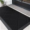 DEXI Zerbino Ingresso Esterno 43 x 90 cm, Antiscivolo e Impermeabile con Fori, Facile da Pulire, Tappeto da Esterno per Ingresso, Porta di Casa, Balcone e Terrazza, Nero