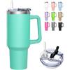HNCY Tazza Termica da Viaggio con 2-in-1 Coperchio, 1180 ml Borraccia Termica, Bicchiere Termico con Cannuccia e Coperchio, Acciaio Inossidabile Travel Mug con manico, Tumbler Cup per Portabicchieri