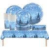 YINcrinx 61PCS Set di stoviglie per feste Frozen, ornamenti a fiocco di neve, stoviglie per feste di compleanno, decorazione per feste a tema Elsa e Anna, serve 20 persone