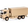 Herpa Modellino camion Mercedes-Benz Arocs 6x6 cassone/telo, beige sabbia non decorato, miniatura in scala 1:87, pezzo da collezione, Made in Germany, plastica