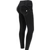 FREDDY - Jeggings Push Up Wr.up® 7/8 Superskinny Vita Alta Con Bottoni, Donna, Denim Nero, Large