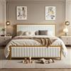 VECELO Telaio letto 140 x 200 cm, letto matrimoniale in metallo con testiera e pediera imbottiti, telaio del letto con rete a doghe, altezza 32 cm sotto il letto, non è necessario alcun ponticello da