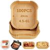 SMART-J Carta Forno Quadrata per Friggitrice ad Aria 16x16x4,5 cm - 100 Pezzi, Usa e Getta, Antiaderente, Resistente all'Olio e all'Acqua, Ideale per Air Fryer, Forno e Cottura