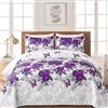 Yiran Set copripiumino floreale viola queen size rosa floreale con 2 federe copriletto leggero in morbida microfibra a farfalla, 228,6 x 243,8 cm