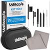 Udivita Kit Pulizia Apparecchi Acustici 9in1 - Uditools Compatibile con Apparecchi BTE RIC ITE e Auricolari - Custodia Rigida - Set Accessori con Spazzole Scovolino Filo Ultra-Slim e Magnete Estrai-Batterie