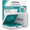 Udivita 2 Custodie Porta Apparecchi Acustici - UdiCase Contenitore Portatile Impermeabile Compatto 7x7x3cm - Protezione da Polvere Urti e Liquidi - Interno Ergonomico e Apertura Rapida con Piedini Antiscivolo