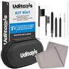 Udivita Kit Pulizia Apparecchi Acustici 9in1 Uditools - Compatibile con Apparecchi BTE RIC ITE e Auricolari - Set Accessori con Spazzole Scovolino Filo Ultra-Slim e Magnete Estrai-Batterie - Custodia Rigida
