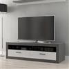 Forte Möbel Forte TREBBIA Mobile TV 150 160 Moderno Mobile con 2 cassetti, Lowboard TV, in legno, effetto cemento, grigio scuro/bianco lucido, larghezza 152,7 cm x altezza 46,7 cm x profondità 51,7 cm