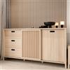 Forte JYTANA - Credenza scandinava con 3 cassetti e 2 ante dell'armadio, in legno di quercia Riva, 174,8 cm di larghezza x 91,5 cm di altezza x 40,2 cm di profondità