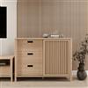 Forte JYTANA 120 - Credenza scandinava con 3 cassetti e porta dell'armadio, in legno di quercia Riva, 119,8 cm di larghezza x 91,5 cm di altezza x 40,2 cm di profondità