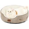 Bedsure Letto per Cani Piccoli Lavabile - Letti Grandi per Gatti da Interno e Cuccioli, Letto Rotondo per Cani di Media Taglia con Fondo Antiscivolo, cammello, 51 x 48 x 15cm