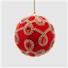 EDG Enzo De Gasperi Sfera Pallina Albero di Natale 10cm Velluto con Gemme Rosso