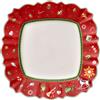 VILLEROY & BOCH Toy's Delight Piatto Piano Quadrato Rosso 28cm Tavola Natale