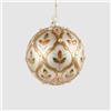 EDG Enzo De Gasperi Sfera Pallina per Albero di Natale Fiori 10cm Bianco e Oro Vetro