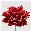 EDG Enzo De Gasperi Fiore Natalizio Artificale Magnolia Metallizzata 28cm Rosso