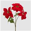 EDG Enzo De Gasperi Stella di Natale Cespuglio 3 Fiori con Foglie 50x25cm Rosso