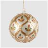 EDG Enzo De Gasperi Addobbo Pallina Fiori 12cm Bianco Oro Vetro