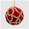 EDG Enzo De Gasperi Addobbo Pallina Sfera di Natale Decogemme 12cm Rosso Oro Velluto