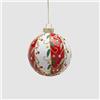 EDG Enzo De Gasperi Addobbo Pallina Sfera di Natale Fasce Vischio 8cm Vetro