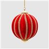 EDG Enzo De Gasperi Addobbo Pallina Sfera di Natale Spicchi Velluto 10cm Rosso Oro