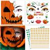 DPKOW Tatuaggio Viso Zucca con Brillantini Viso, Halloween Tatuaggio Temporaneo Zucca Accessori per Costume di Halloween Trucco per Uomini Donne e Bambini Tatuaggi Finti