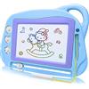 AiTuiTui Lavagna Magnetica per Bambini, 4 Colori Colorati Lavagnetta Magica Portatile Cancellabile con 3 Timbri Magnetici e 1 Penna-Giocattoli da Disegno Dimensioni da Viaggio per Bambini 3 4 5 Anni- Blu