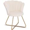 BAKAJI Poltrona Sedia Relax con Rivestimento in Velluto e Gambe in Metallo Colore Oro Cromato, Poltroncina Imbottita ad Alta Densità, Seduta Ergonomica, Design Vintage Retrò, 69 x 64 x 80 cm (Beige)