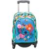Toy Bags ToyBags Zaino scuola Stitch Tropical - Doppio scomparto - con accessorio POM-POM - adattabile + carrello nero protezione laterale e stopper anteriore anti caduta 4 ruote girevoli - 44 x 30 x 20 cm