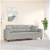 Gecheer Divano a 3 Posti con Cuscini Grigio Chiaro 180 cm Microfibra
