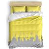 Generic Copripiumino una Piazza e Mezza Grigio Giallo, Set di Biancheria da Letto Adulto Adolescente in Morbida Microfibra Stampata in 3D con Cerniera Copripiumino 200x200 cm con 2 Federe 2032-K