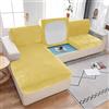 Hiseng Copriseduta Divano Elasticizzato in Velluto Super Morbido Coprisedile Divano Antiscivolo Fodera per Cuscino Universale con Banda Elastica Coperture per Mobili (Limone Giallo,2 Posti)