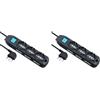 Electraline 62019 Multipresa 9 Posti 3 Polivalenti Schuko 10/16A + 6 Bivalenti 10/16A-Cavo, Nero, 1.5 m (Confezione da 2)
