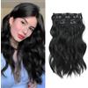 Fine Plus Capelli sintetici ondulati ricci 1B neri naturali spessi da 35,5 cm per donne