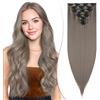 SEGO Pro 45cm Extension Capelli Veri Clip Sintetici 8 PCS Capelli Finti Lisci Posticci Extension con Clip per Donna (#171 Grigio Scuro,130g)