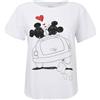 Disney Topolino e Minnie Cuori T-Shirt, Bianco, L, Donna