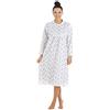 Camille Classico Donne A Maniche Lunghe Pulsante Floreale Anteriore Camicia da Notte in Cotone 54-56 Blue