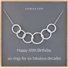Famdecor 60° compleanno regalo per le donne sei cerchi infiniti intrecciati martellati collana in argento Sterling per donne regalo di compleanno per mamma e nonna, Metallo