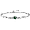 AM RINO MILANO Bracciale tennis donna con cuore colorato in zirconi, elegante gioiello brillante, disponibile in più colori, idea regalo romantica per fidanzata (verde)